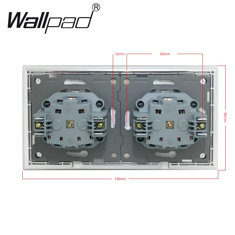 Silver Double EU Socket for EU Box Wallpad 156*86mm 110V-240V Satin Metal Panel Wall 16A Power Electrical Sockets