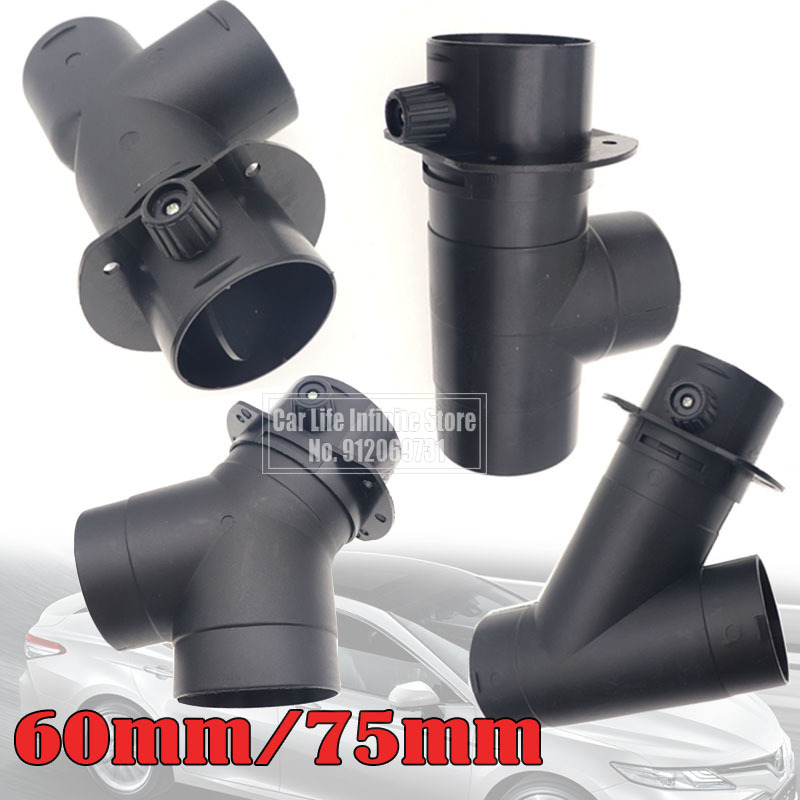 60/75Mm Voor Webasto Eberspaecher Diesel Parking Accessoire Air Vent Ducting T Y Stuk Elleboog Pijp Uitlaat Uitlaat connector Joiner