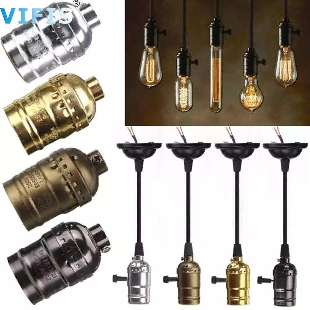 Vintage Plafond Verlichting E27 Lamphouder Socket 110V 220V E27 Pen-Dant Lamp Bases Retro Edison Lamp houder
