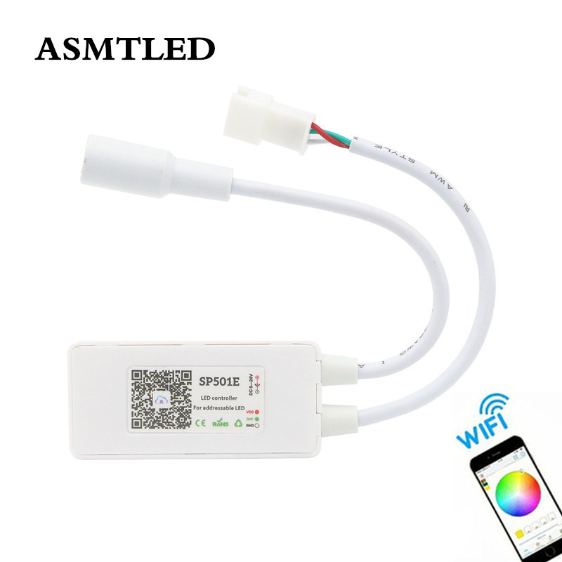 SP501E WIFI Pixels Contrôleur WS2801 WS2811 WS2812B LPD6803 Adressable LED Bande DC5-24V SP501E RVB Couleur De Rêve LED de contrôle