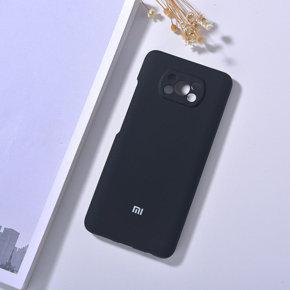 Originele Xiaomi X3/X3 Nfc Vloeibare Siliconen Telefoon Case Soft Smooth Skin Back Cover Voor Mi Poco X3/x3 Nfc Zijdeachtige Bescherm Behuizing: Mi POCO X3 NFC / Black
