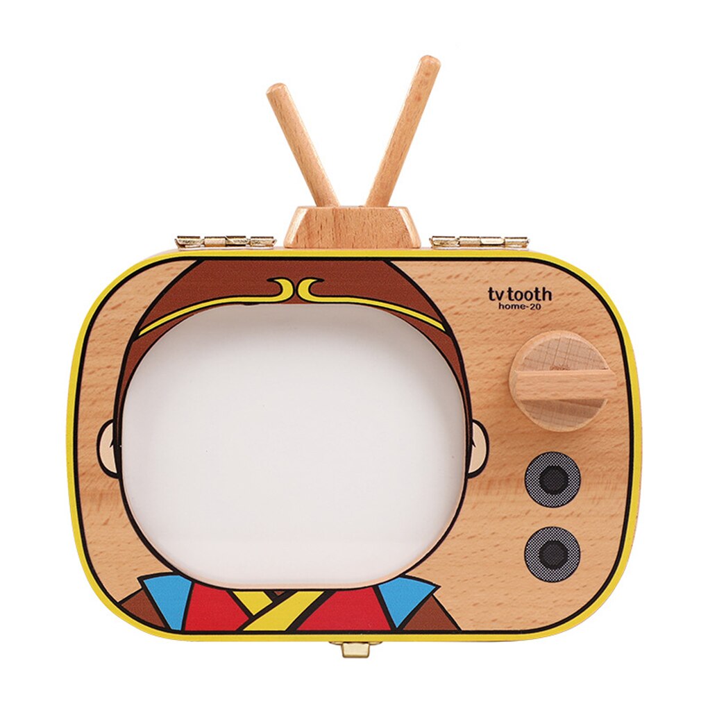 Baby Tooth Keepsake Box Wooden Teeth Box TV Shaped Tooth Keepsake Box Announcements Collecting: 2