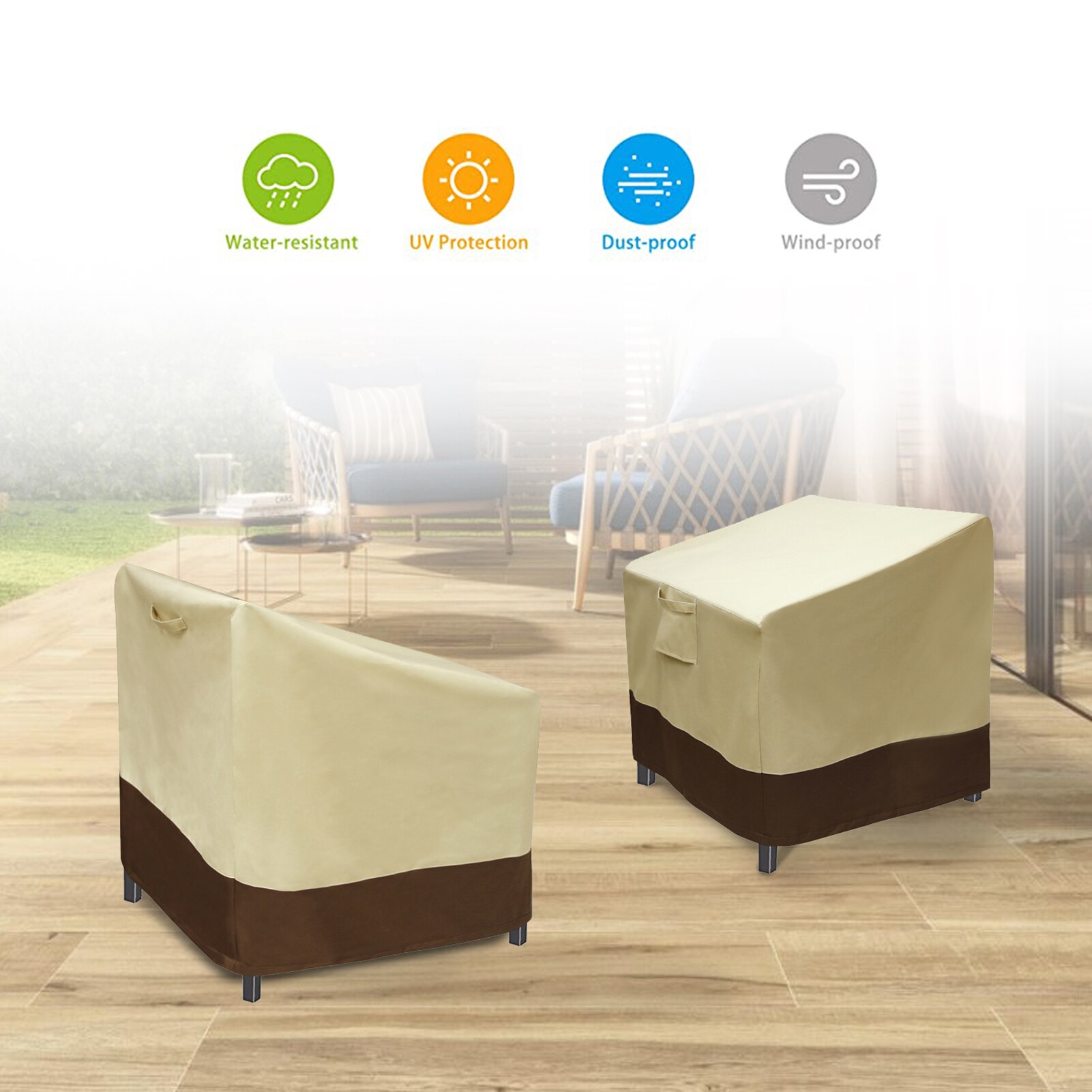 Weatherproof Patio Chair Cover Lounge Deep Seat Cover Outdoor Patio Armchair Cover Heavy Duty Oxford Fabric Furniture Covers