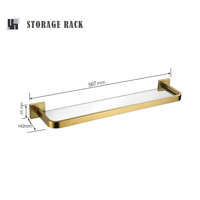 Accesorios de baño de oro cepillado, soporte de papel higiénico, gancho de pared, colgador de toalla, organizador de cocina de acero inoxidable, estante de barra de toalla