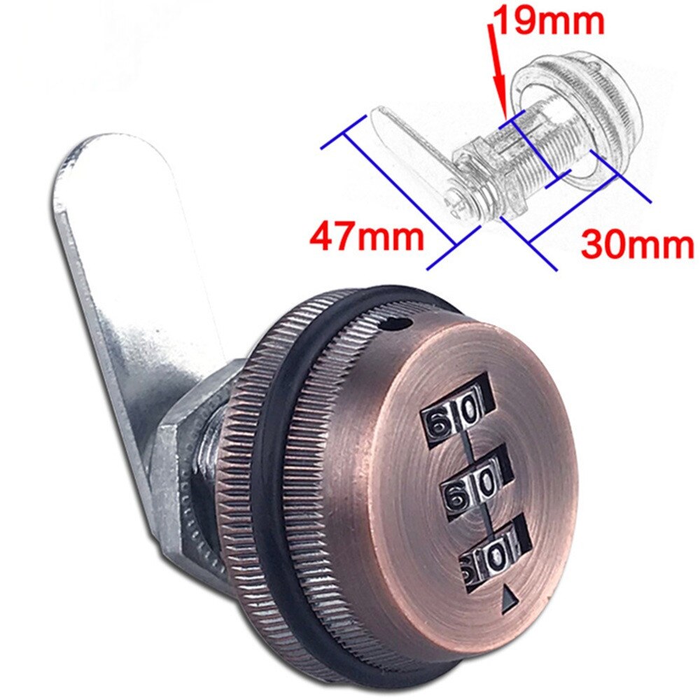 Combination Cabinet Lock 3-digit Password Key Less Drawer Locks Security Home Cam Lock Zinc Alloy Door Hardware for Mailbox: Red Bronze