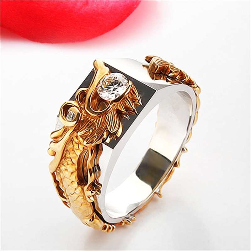 CC Rings For Men Domineering Dragon Pattern Faucet Ring Cubic Zirconia Luxury Jewelry Bridegroom Party Accessories CC2202