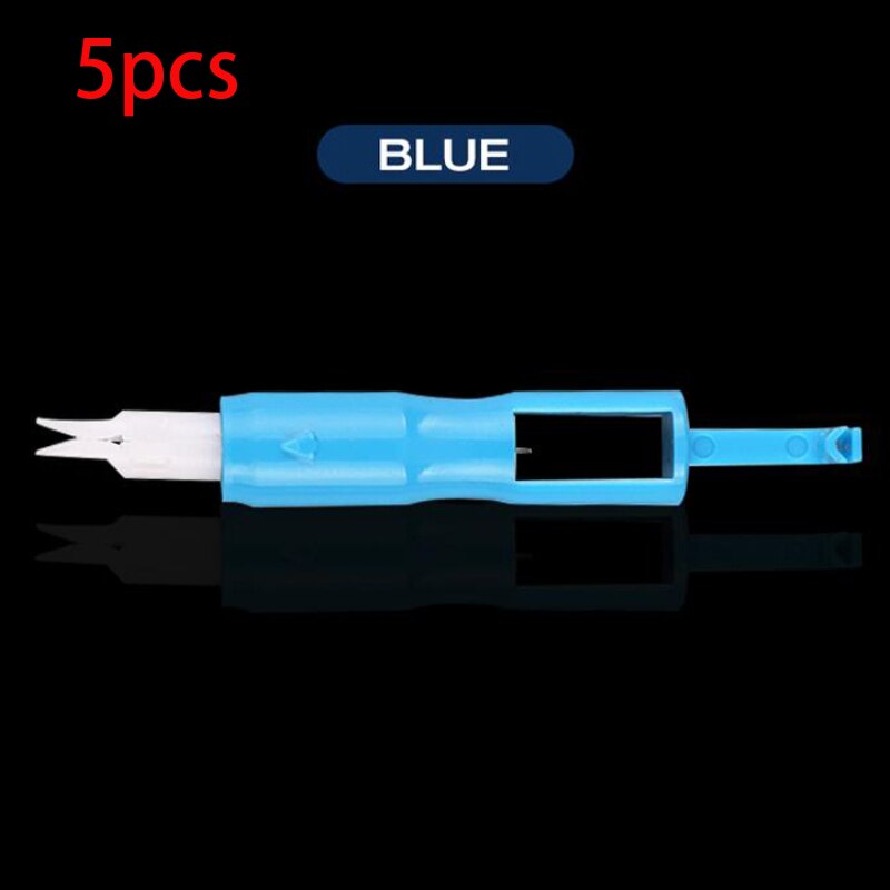 Blue Needle Threader Insertion Sewing Tool Automatic Machine Sewing Needle Device Needle Changer Lead Wire Threader Tool: 5pcs