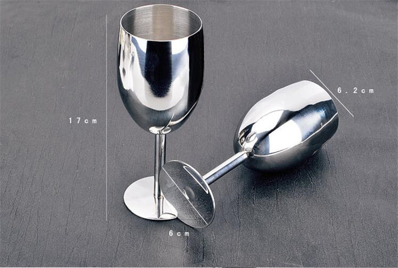 250ML Stainless Steel Goblet High-End Red Wine Glass Home Bar Drinking Glass Cup