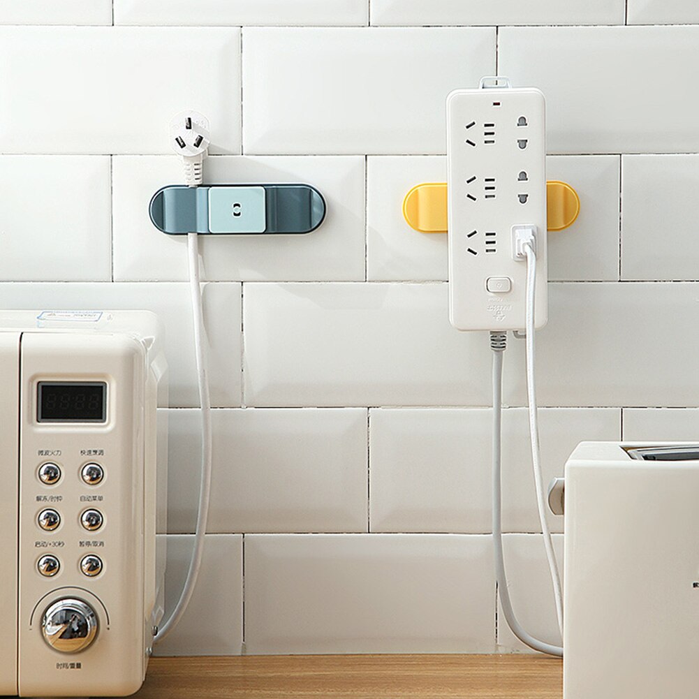 Zelfklevende Muur Gemonteerd Stopcontact Hanger Holder Usb Data Kabel Winder Draad Plug Organizer Haak