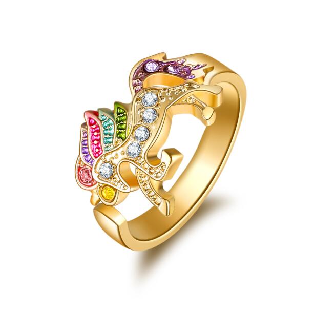 Nette Einhorn Halskette Karikatur Pferd Schmuck Zubehör Für Mädchen freundlicher freundlicher Frauen Party Ebene Anhänger Armbinde einstellen: Gold Farbe