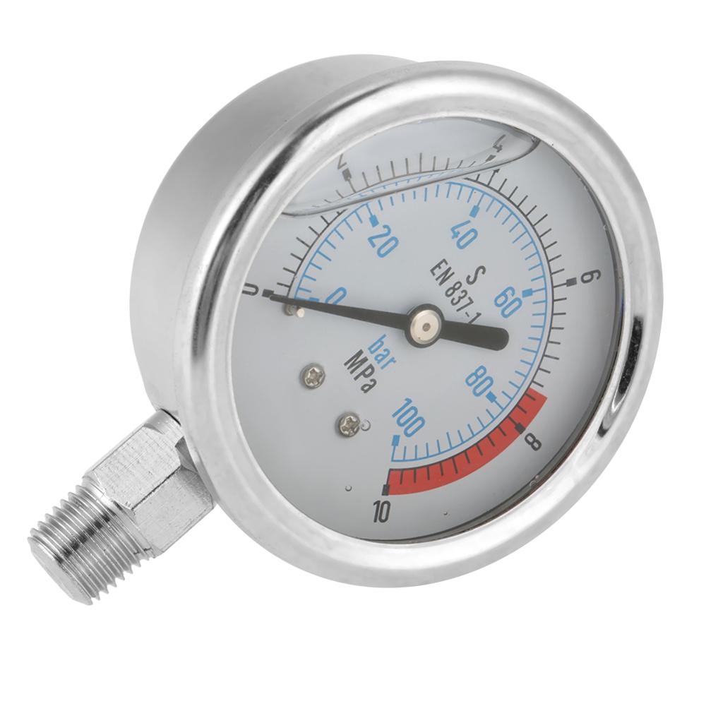Pressure Gauge 1/4" NPT 60mm Dial Hydraulic Pressure Gauge 0~100 bar / 0-10Mpa Air Hydraulic Water Pressure Gauge Meter