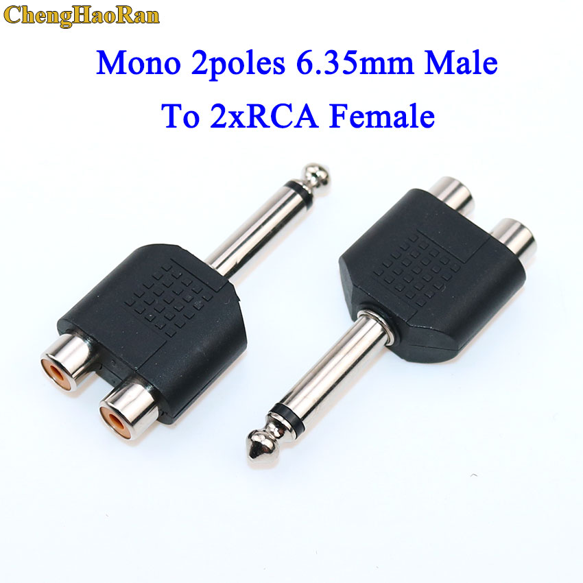 2/3- polig mono/stereo-jack 6.35mm to 2 xrca-jack ljudomvandlare dubbel hane/hona rca  to 6.5mm -hane kontakt förnicklad kontakt: Mång