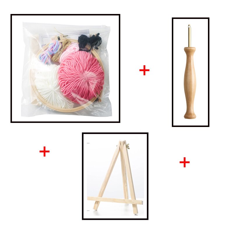 DIY Cartoon Animal Punch Needle Embroidery Kit Punch Needle Cross Stitch for Beginner Handcraft Wall Painting Home Decor: with Support