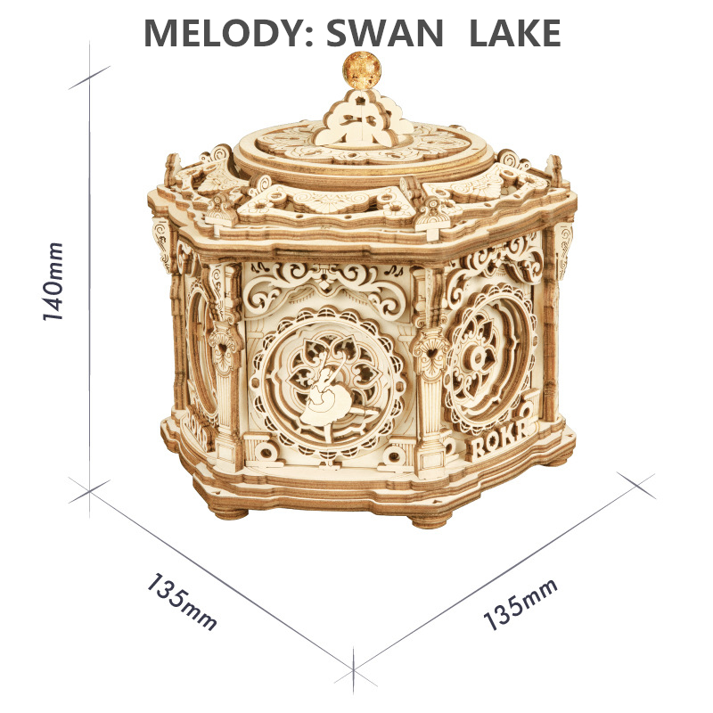 home music box carousel DIY handmade birthday music box wooden ornaments: Style 2