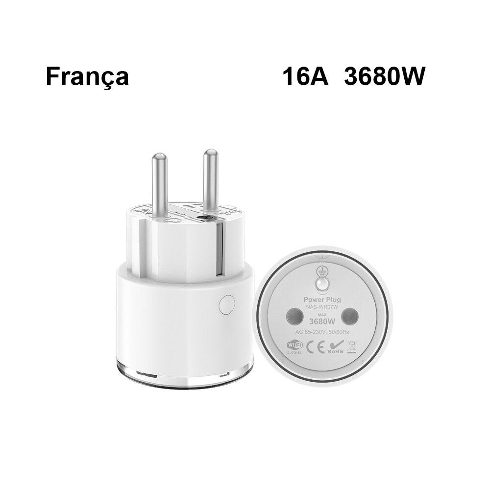 Avatto 16a /3680w frankrike standard wifi smartplugg med strømmonitor, mini smart stikkontakt fungerer med google hjem, alexa ekko: misligholde tittel