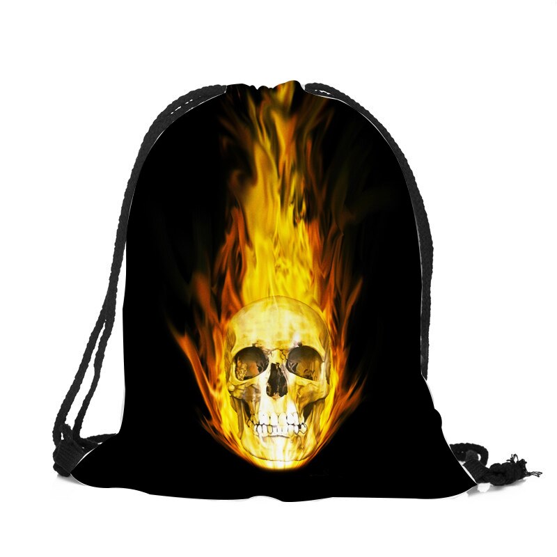 Punk Women Drawstring Bags Backpack Halloween Skull Print Newest Vintage College Students School Bagpack Girls Feminina Sack: 012