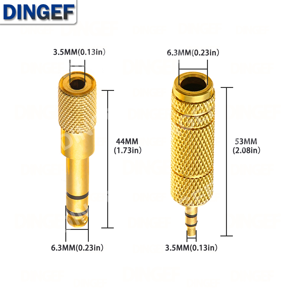 1 SZT. Złoty adapter audio Słuchawkowy stereofoniczny 6,3 mm 1/4\" Wtyk Męnarty na 3,5 mm 1/8\" Gniazdo Żeńskie Mikrofon