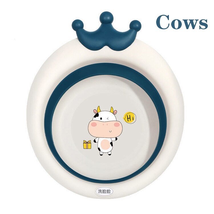 Children's basin washbasin household foldable baby washbasin plastic basin children's products: cows