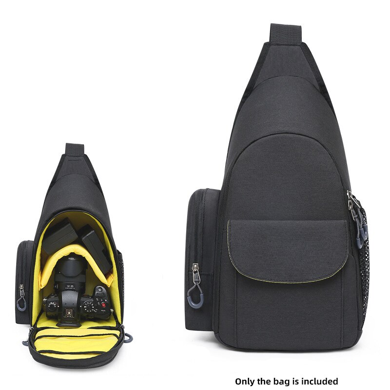 Nylon Camera Bag Handbag Shoulder Bags Crossbody Chest Bag for DSLR Digital Cameras Lens Accessories: Black