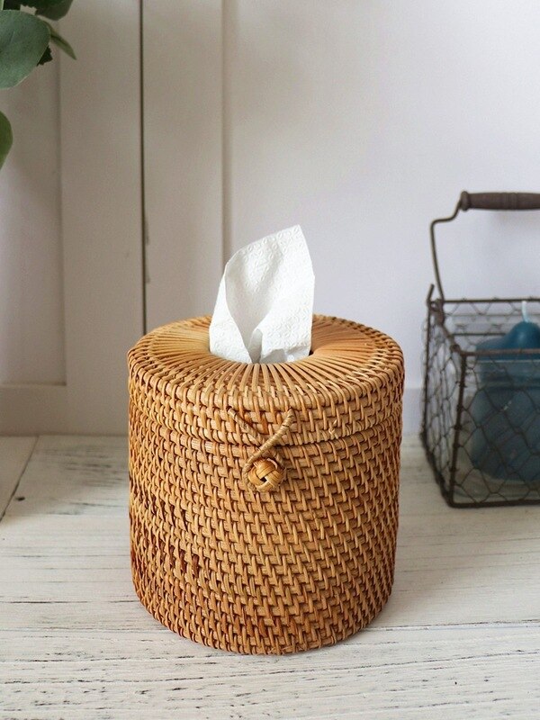 Tissue Box Vietnam Autumn Rattan Handmade Rattan Tissue Box Storage Box Desktop Finishing