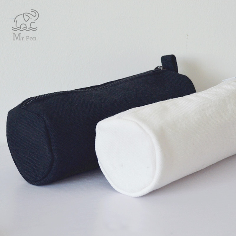 Prosty czarny biały piórnik materiały biurowe worek robić przechowywania szkolne o dużej pojemności materiał na płótnie piórnik