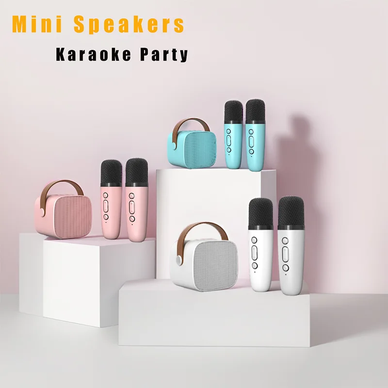 Luidsprekermicrofoons Bluetooth Karaoke-machine Miniluidspreker 5.3 PA-systeem Draagbare Bluetooth-luidspreker met draadloze microfoon voor thuis
