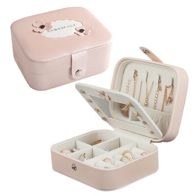 Women's Mini Stud Earrings Rings Jewelry Box Useful Makeup Organizer With Zipper Travel Portable Jewelry Box Display Case: Orange 050