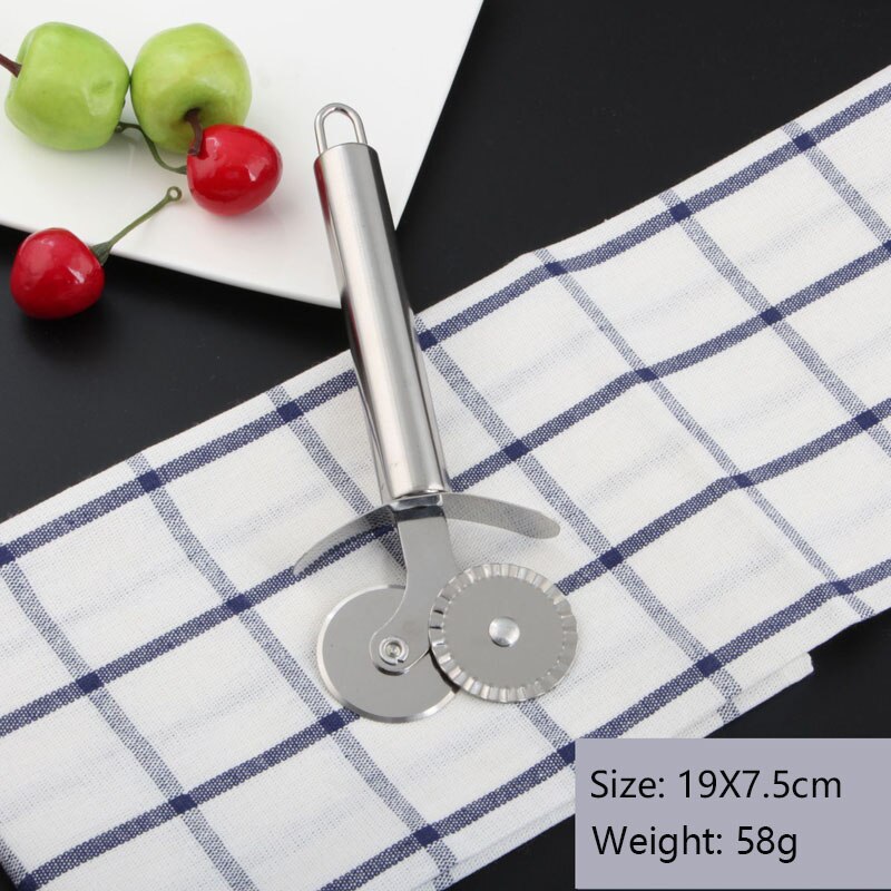 1 Pack Stainless Steel Double Wheel Pizza Cutter Pastry Slicer Multi-Use Kitchen Gadget Double Pastry Wheel Cutter
