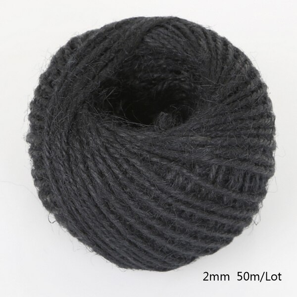 50Meters Multi Colors Natural Burlap Hessian Jute Twine Cord Hemp Rope String 2mm Box String Cord Wedding Tags Decoration: Black