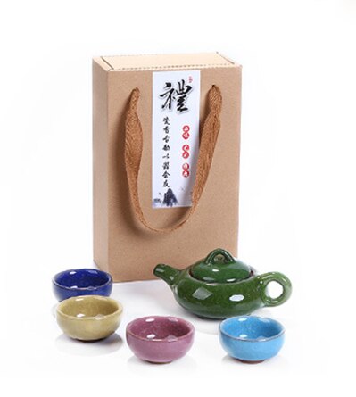 Exquisite carton packaging Tea Set 1pot 4cups,Ceramic Crack glaze Tea Sets,TeaCup,ChineseTravel Teapot, Drinkware Coffee&Tea Set: 01