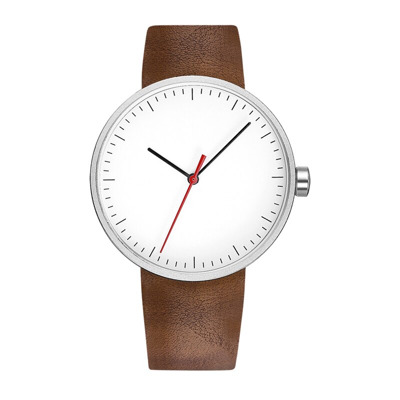 Yazole 522 herreur vandtæt sportsur herre quartz ur pu rem simple casual ure til mænd mærke montre homme: Sølv rødbrun