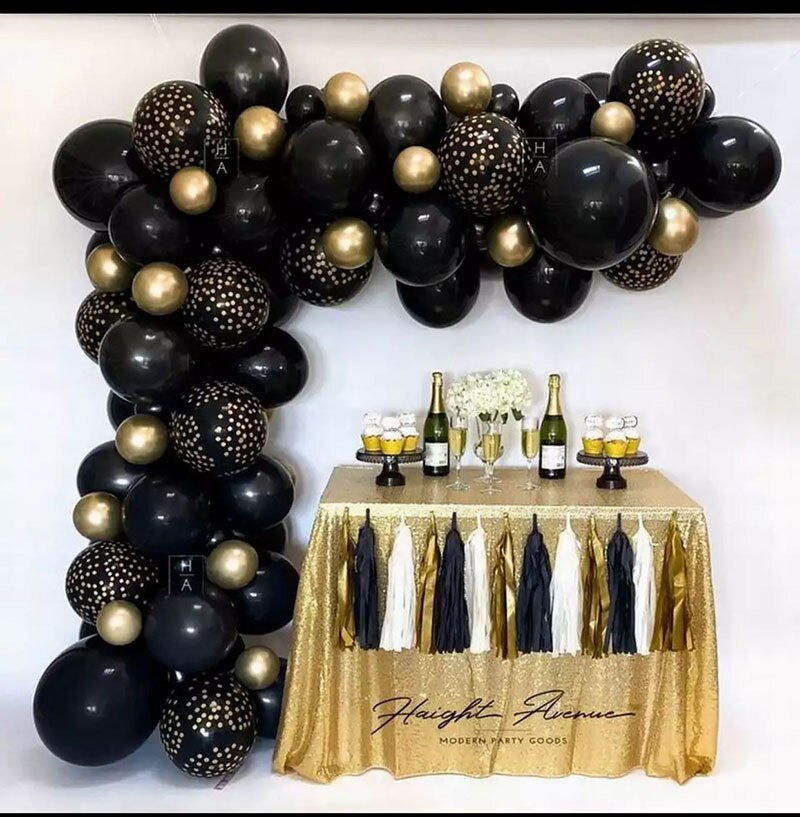Balloon Arch Metal Black Gold Balloon Garland Confetti Balloon Wedding Wedding Decoration Stand Birthday Party Decor