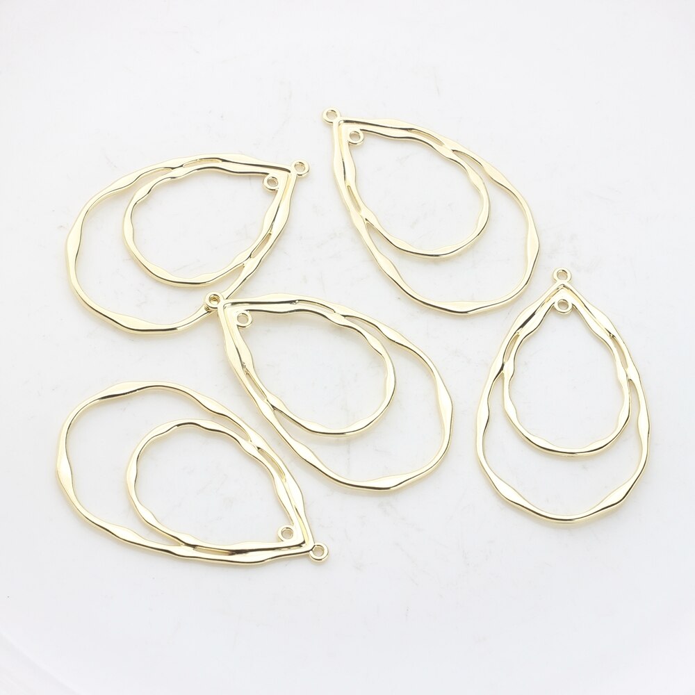 6pcs/lot 48*28mm Zinc Alloy Gold Multideck Hollow Water Charms Linker Connector For DIY Jewelry Earrings Accessories