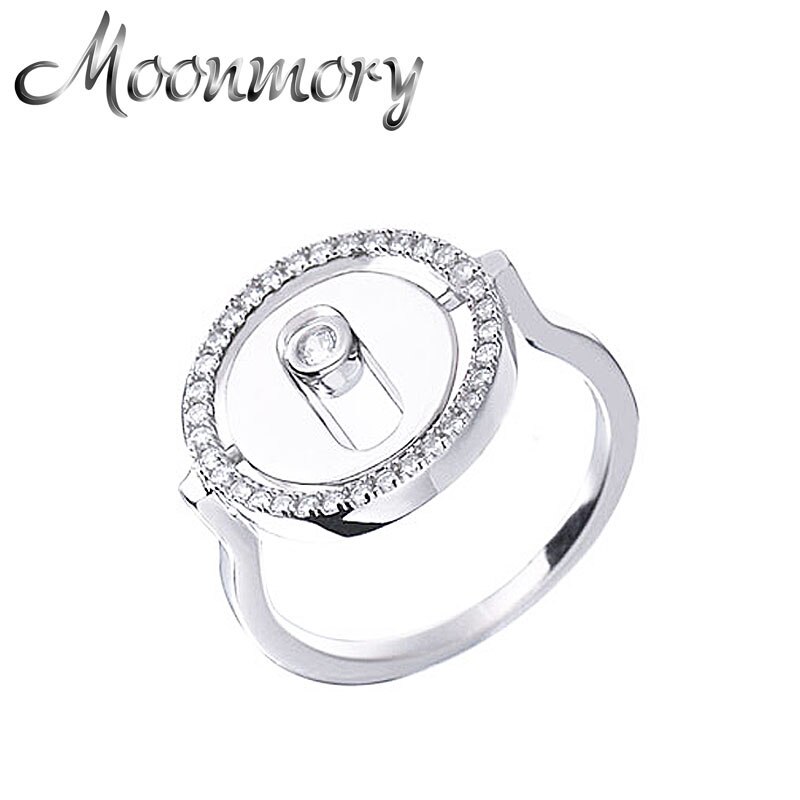 Moonmory 925 Sterling Silver Lucky Move Rings For Girl CZ Crystal Wedding Band Dating Jewelry Christmas Menottes