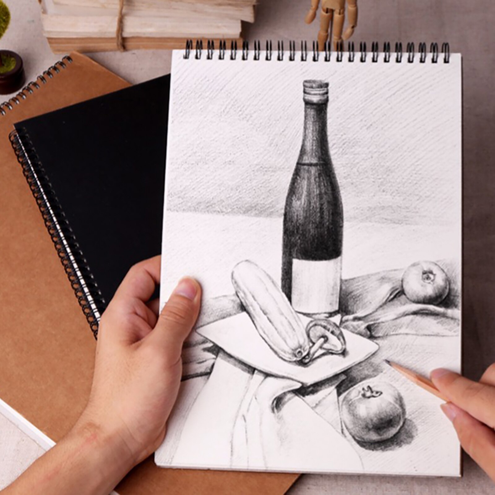 Retro Up and Down Page Painting A4 30 Pages Sketchbook Blank Paper Drawing Book with Soft Covers School Stationery Book