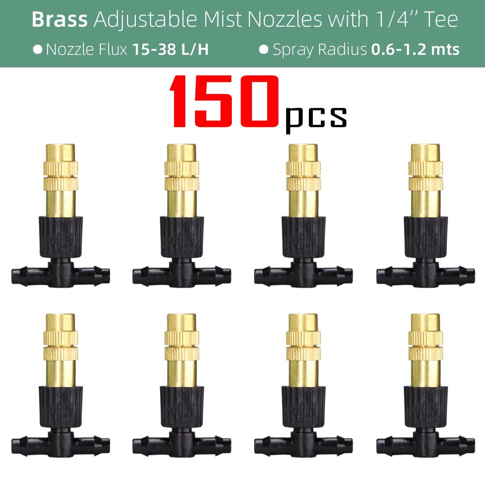 15-250PCS Adjustable Copper Misting Nozzle w/ 4/7mm Plastic Tee Connector Brass Watering Irrigation Sprinkler Cooling Nozzle: Light Grey