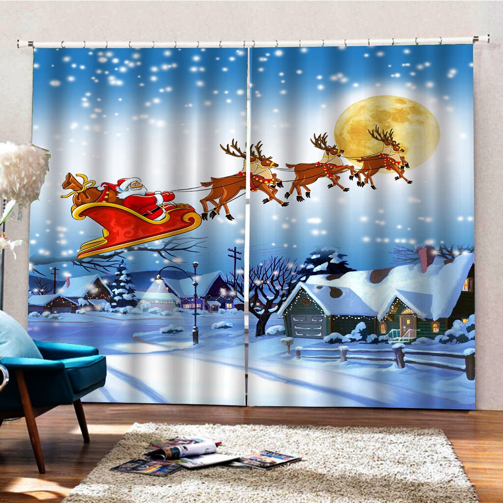 2 panel sett christma 3d vindusgardiner ambesonne jul gardiner stue soverom vindusgardiner til hjemmehotell