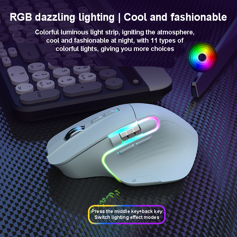 Bluetooth 2.4G Tri-Mode Draadloze Muis Dempen Kantoor Rgb Ergonomische Gaming Type-C Oplaadbare Mause Voor Laptop Pc Notebook Ipad