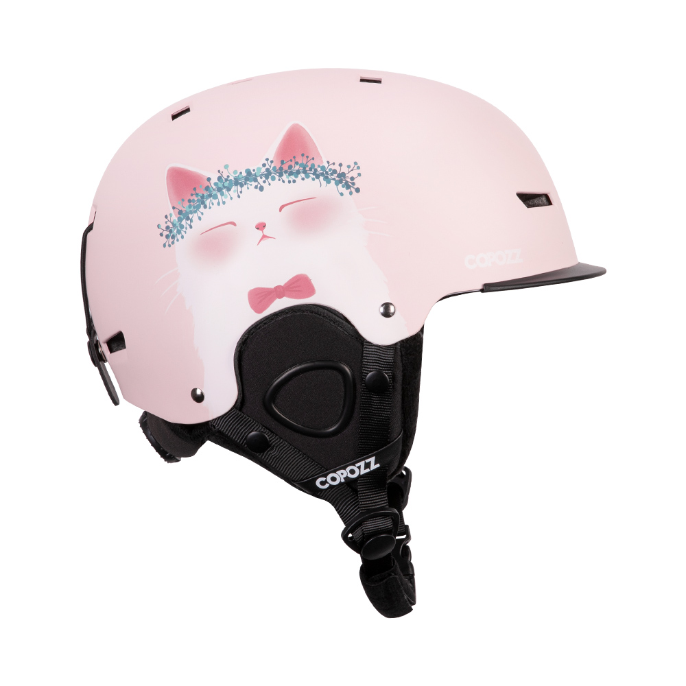 COPOZZ casco de esquí dibujos animados medio cubierto casco de seguridad antiimpacto ciclismo esquí Snowboard casco deportivo para adultos y niños: M / Gris