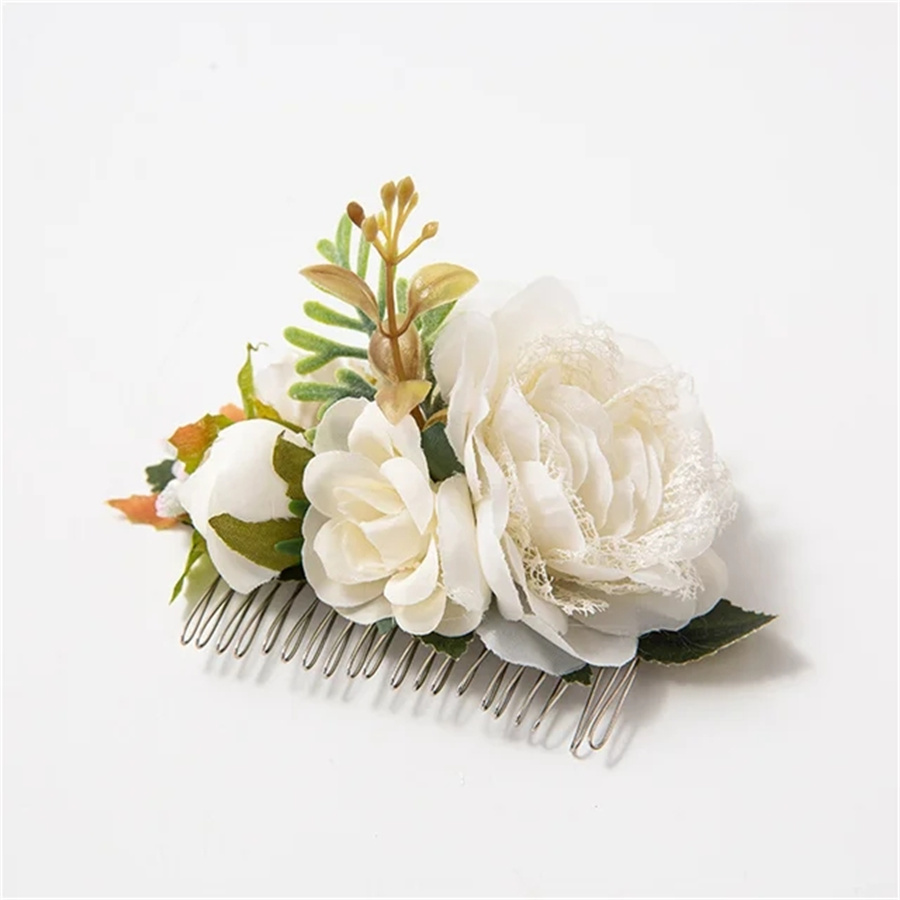 Peine de pelo de flores para novias, horquilla para dama de honor, tocado, peines para el cabello, accesorios para el cabello para mujeres y niñas, horquillas florales, novedad de 2024: Gris