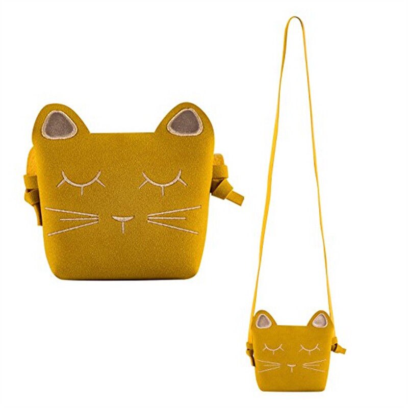 Leuke Single-Schoudertas Mini Leuke Kat Oor Schoudertas Messenger Snack bag Kids: YELLOW