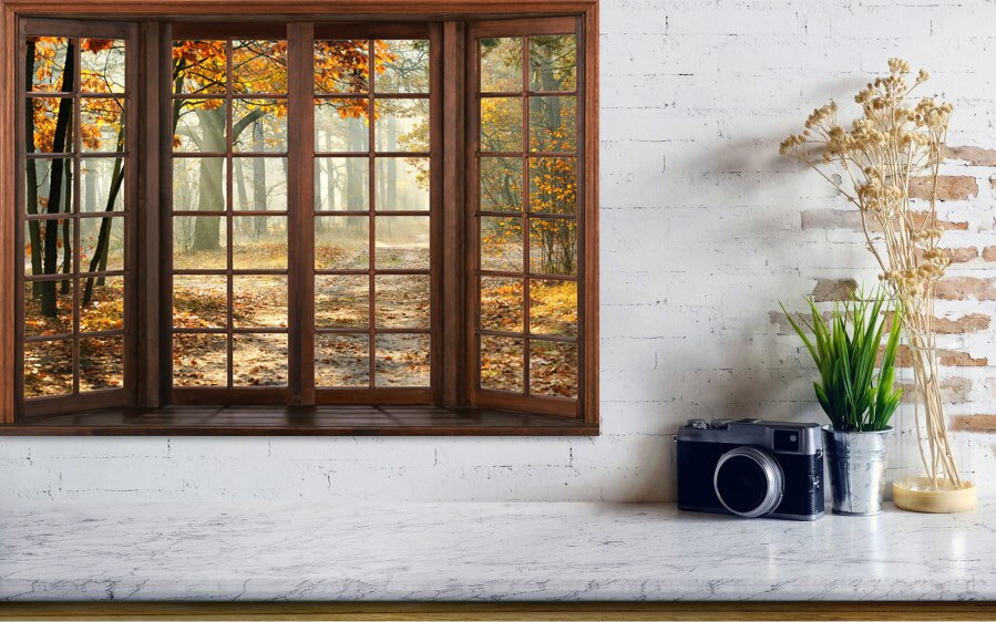 3D Window Frame Beautiful Nature Window Wallpaper Mural Kid's Bedroom diy Vinyl Wall paper Wall Decals Stickers Home Decoration