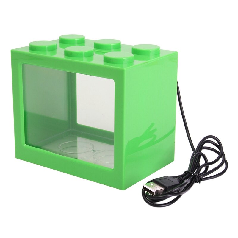 Mini USB LED Lighting Clear Fish Tank Ornament Aquarium Office Desktop Décor: Green