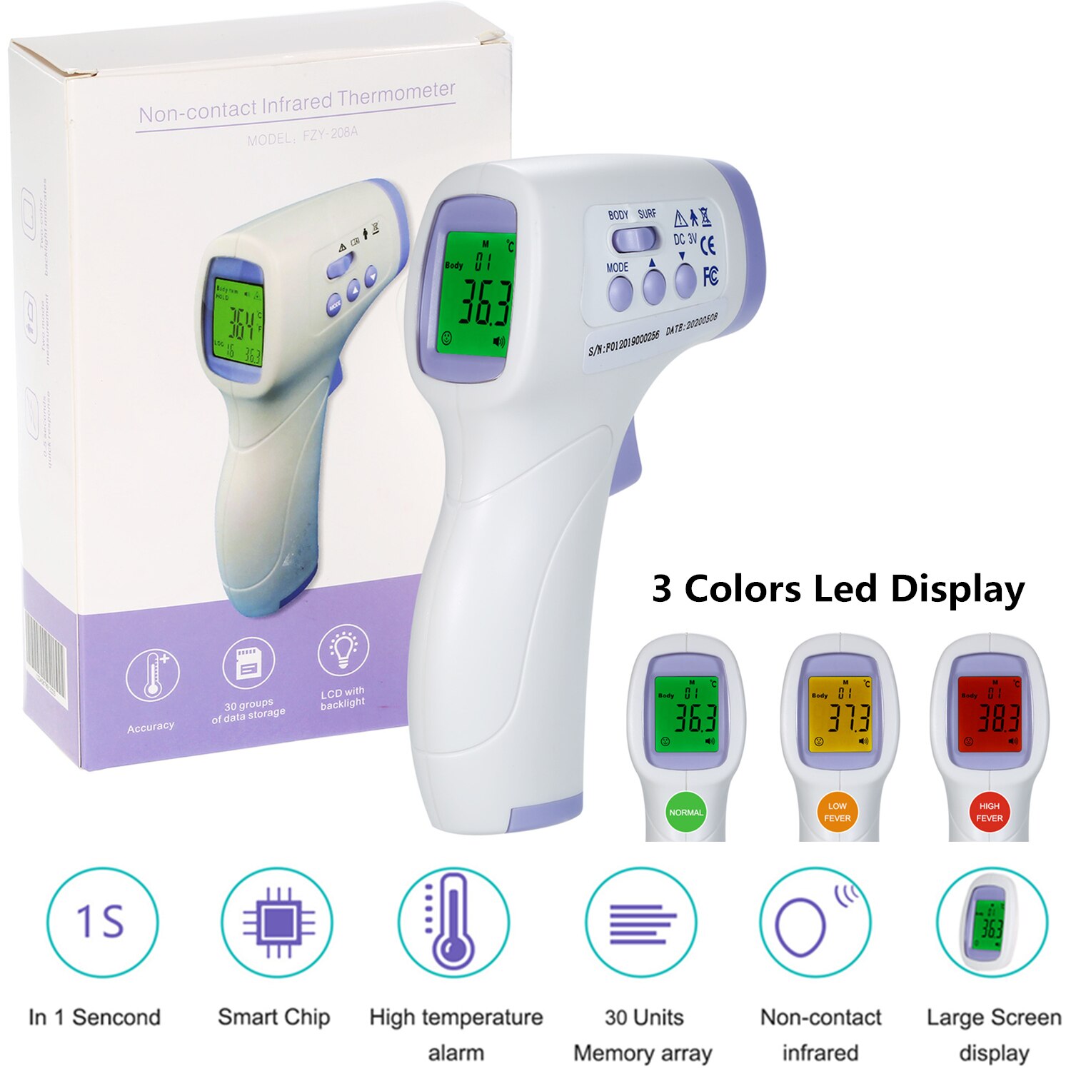 Forehead Thermometer Non Contact Infrared Thermometer Fever Digital Measure Tool for Baby Adult Body Temperature Measurement: Type 4
