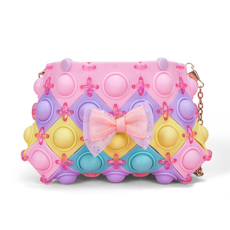 Moda Push bolle portafoglio giocattoli sensoriali in Silicone regalo portamonete Kawaii per ragazza amica assemblare borsa borsa arcobaleno fai da te: Default Title