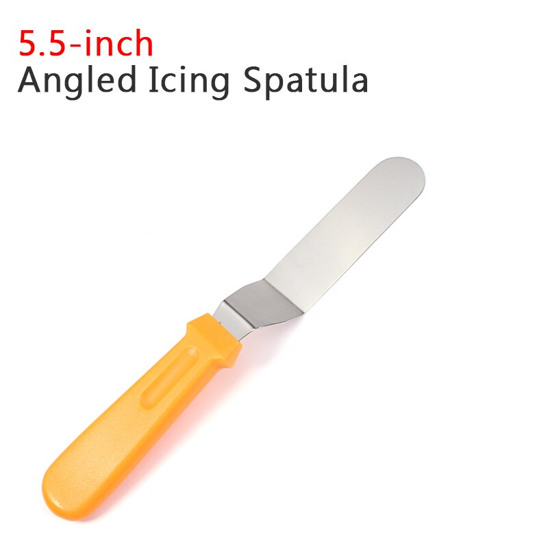 Angled Icing Spatula - Cake Frosting Spatula - Stainless Steel - Baking and Cake Decorating Supplies - Use for Kitchen or Bakery: Orange 5.5 inch