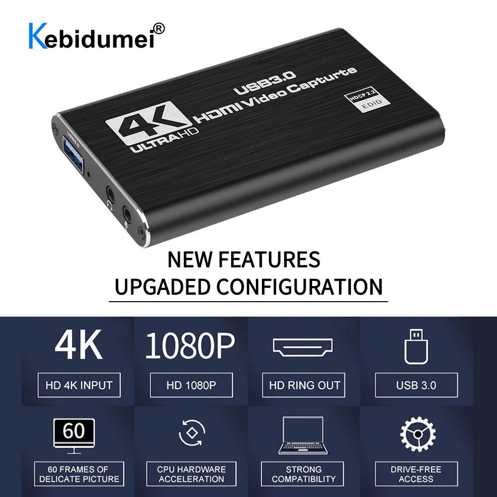 HDMI-compatible Video Capture Card 4K Sn Record USB3.0 1080P 60FPS Game Capture Device For OBS Capturing Game Card Live