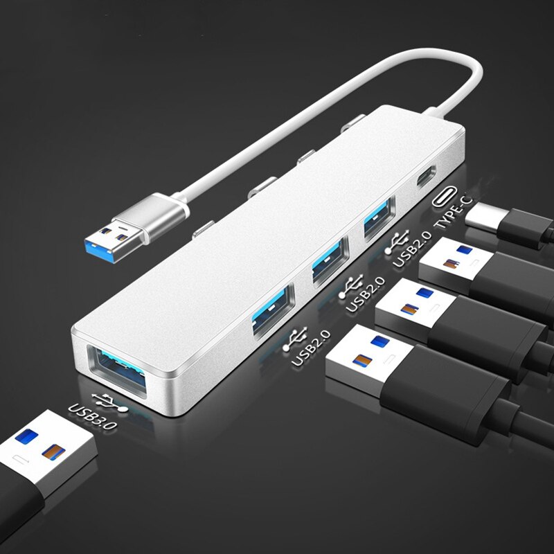USB3.0 Hub 4-Port Portable Plug-And-Play 5Gbps Data Hub, Suitable For Windows/Mac/Linux Operating System