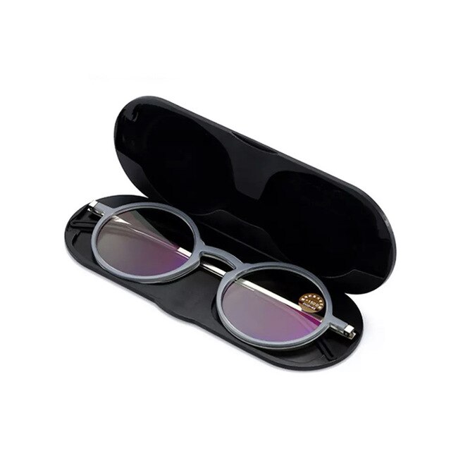 Lichte Leesbril Ultradunne Portable Ver Zicht Brillen Anti-Blue Ray Bril Brillen Met Case Ronde Frame Bril: GRIJS / +300