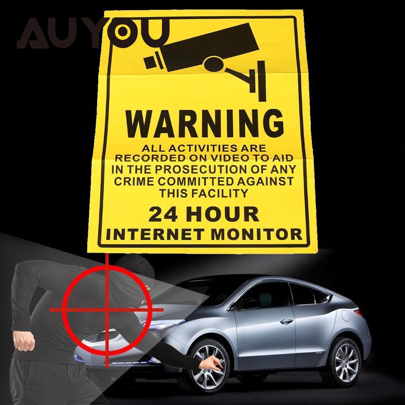 AUYOU Security Surveillance Waarschuwing Teken 24 Uur Monitor Alert Muursticker WATERDICHT